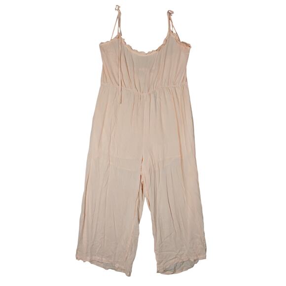 Boohoo Pants - BooHoo Loungewear Pastel Peach Gauze Jumpsuit Size 24 Lined Sleeveless NWT